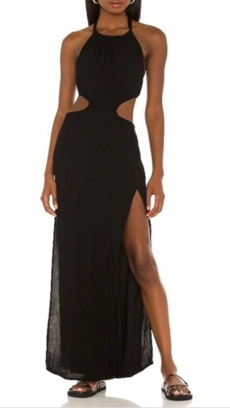Indah Neomi Cutout Open Back Maxi Dress Black XS